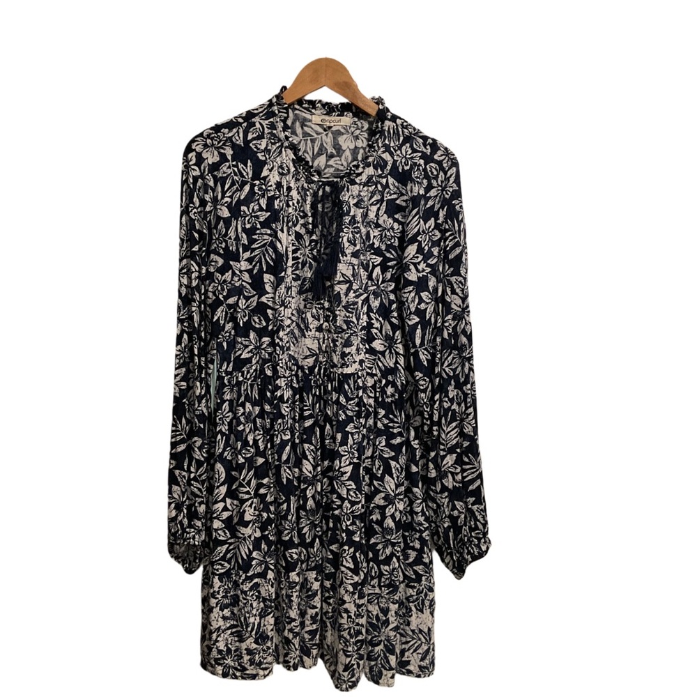 Rip Curl Navy and White Floral Long Sleeve Dress